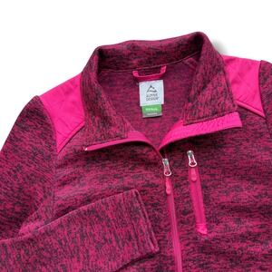 Alpine Design Women S Pink Black Space Dye Full Zip Mock Neck Fleece Jacket Cozy